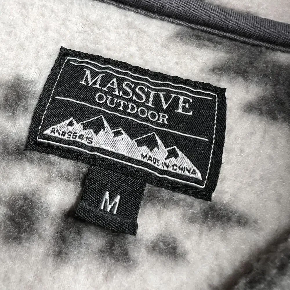 Massive Outdoor Jacket Mens Medium White Aztec Fleece‎ Snap Pullover Tribal